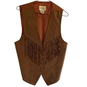 Vintage Suede Leather Fringed Vest Size M Dalmy’s